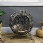 PawHut Rattan Elevated Cat Bed House