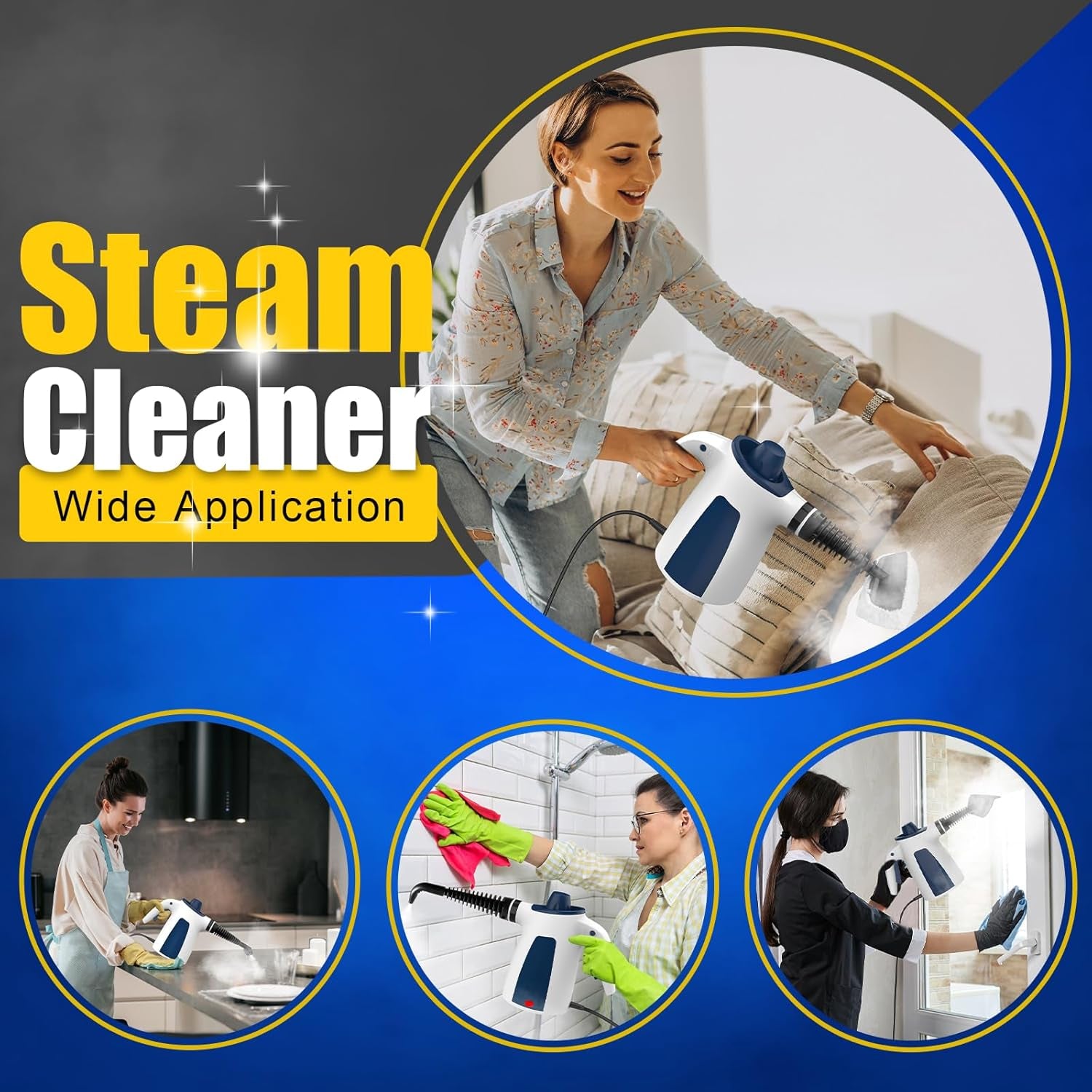 Hand Held Steam Cleaner, Portable Steam Cleaners, Steam Cleaner Handheld, Comes with 12-Piece Accessories for Multi-Surface Stain Removal, Perfect for Stain Removal, Car, Sofa, Floor, Bathroom, Window