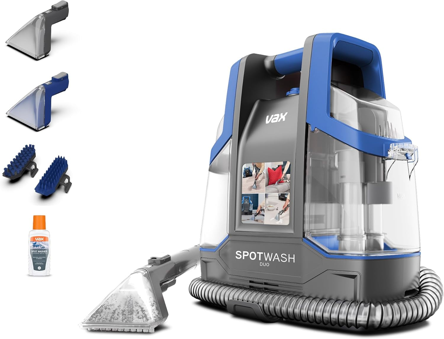 Spotwash Duo Spot Cleaner, for Stains, Spills & Pet Messes, Suitable for Car, Sofa, Upholstery, Compact, Handheld Cleaning Machine Includes Pet Tool &  250Ml Solution, CDCW-CSXA.