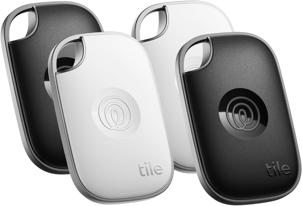 Tile by Life360 Pro - Powerful Bluetooth Tracker, Key Finder and Item Locator for Keys Bags, and More, Both Ios and Android Compatible, Phone Finder. Pack of 2 (Black/White)