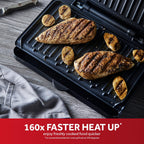 Medium Electric Fit Grill [Non Stick, Healthy, Griddle, Toastie, Hot Plate, Panini, BBQ, Energy Saving, Vertical Storage, Easy Clean, Drip Tray, Ready to Cook Light] Black, 1630W 25810