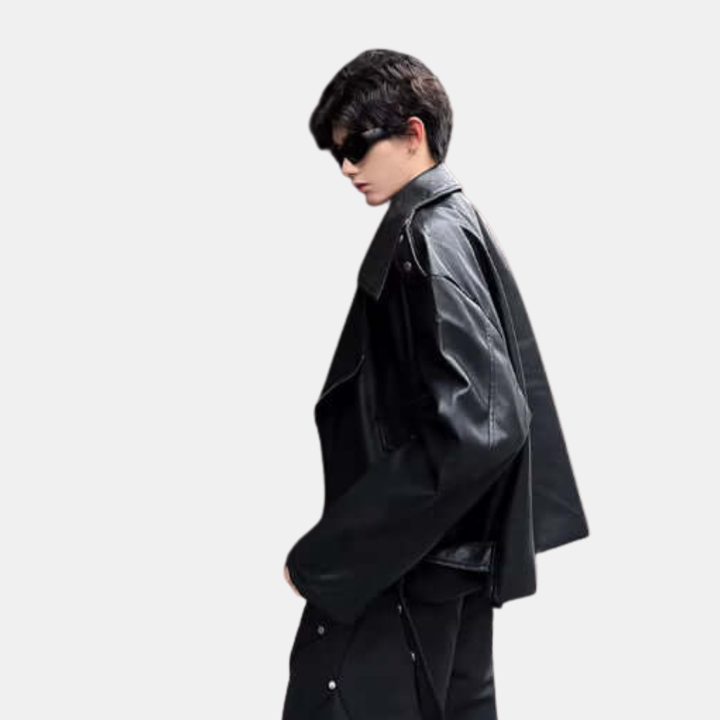 Oversized Faux Leather Jacket for Unisex