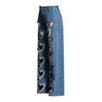 High-Waist Heart Cut-Out Wide Leg Jeans