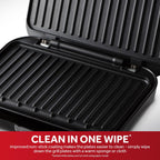 Medium Electric Fit Grill [Non Stick, Healthy, Griddle, Toastie, Hot Plate, Panini, BBQ, Energy Saving, Vertical Storage, Easy Clean, Drip Tray, Ready to Cook Light] Black, 1630W 25810