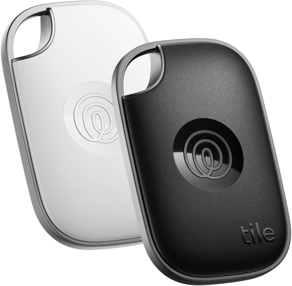 Tile by Life360 Pro - Powerful Bluetooth Tracker, Key Finder and Item Locator for Keys Bags, and More, Both Ios and Android Compatible, Phone Finder. Pack of 2 (Black/White)