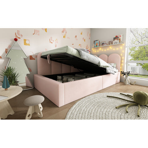 Pink Velvet Upholstered Daybed with Storage