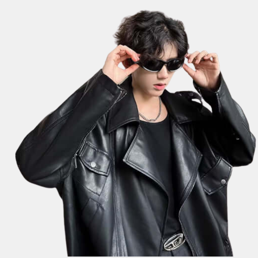 Oversized Faux Leather Jacket for Unisex