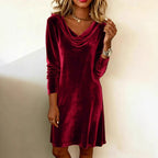 Elegant Velvet Midi Dress for Women
