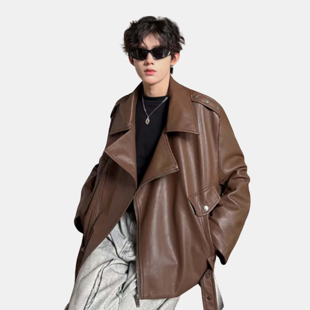 Oversized Faux Leather Jacket for Unisex