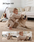 2K Wifi Security Camera Indoor Pet Dog Baby Camera with AI Human/Motion/Sound Detection, 360° Wireless IP Home Security Camera, Smart Tracking, Siren, Night Vision, 2-Way Audio, Works with Alexa