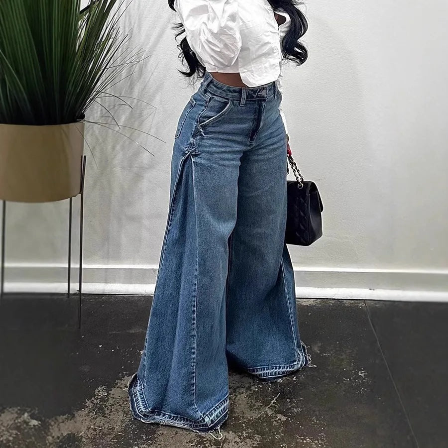Low-Waist Wide Leg Bell-Bottom Jeans
