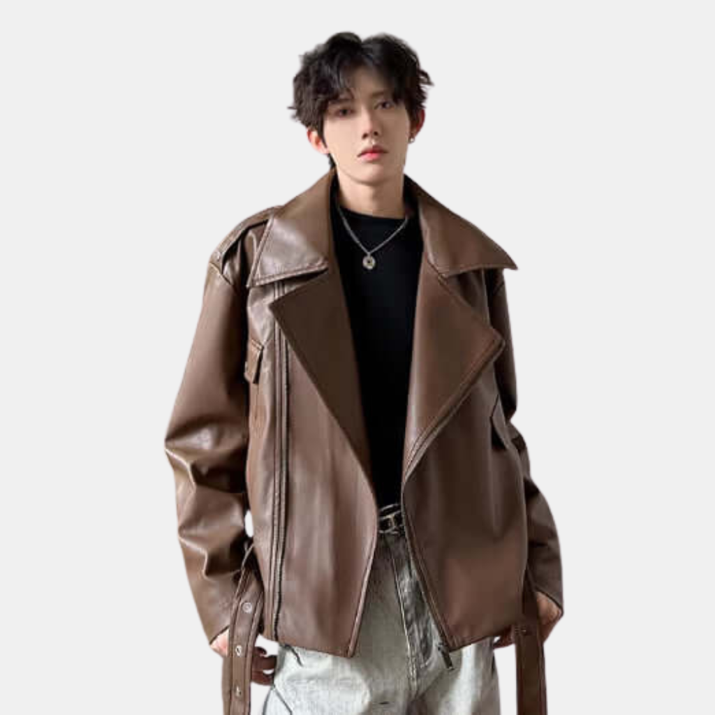 Oversized Faux Leather Jacket for Unisex