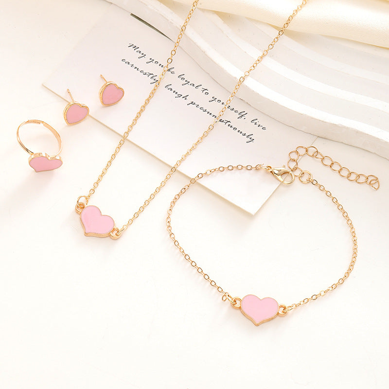 Simple Love Heart Jewelry Set for Women
