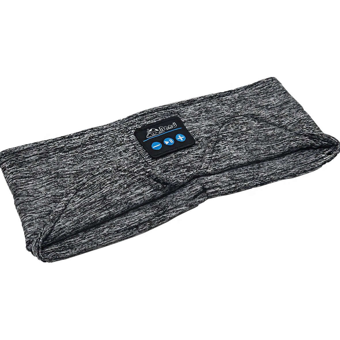 Headscarf Eye Mask Dual-use Music Headset Bluetooth Hair Band Sleeping in black and gray wool fabric.