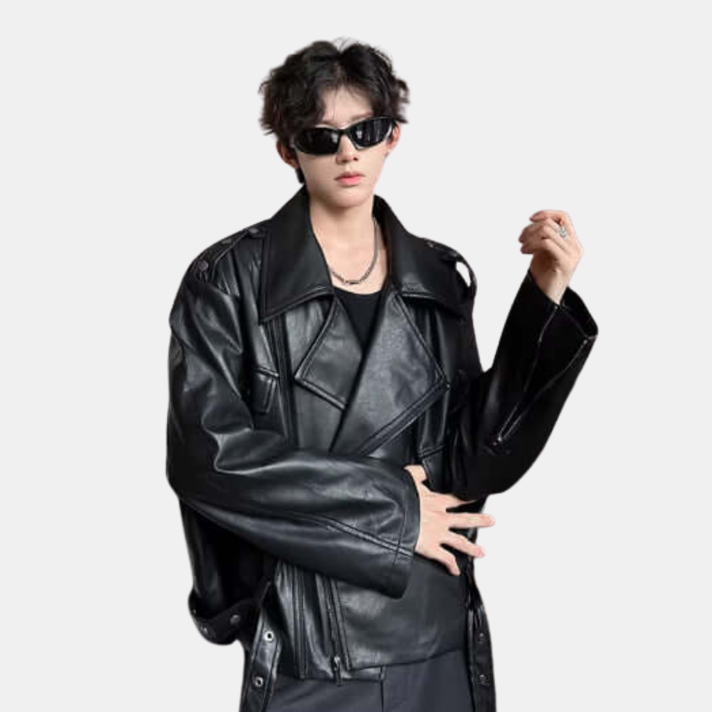 Oversized Faux Leather Jacket for Unisex