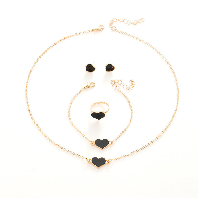 Simple Love Heart Jewelry Set for Women