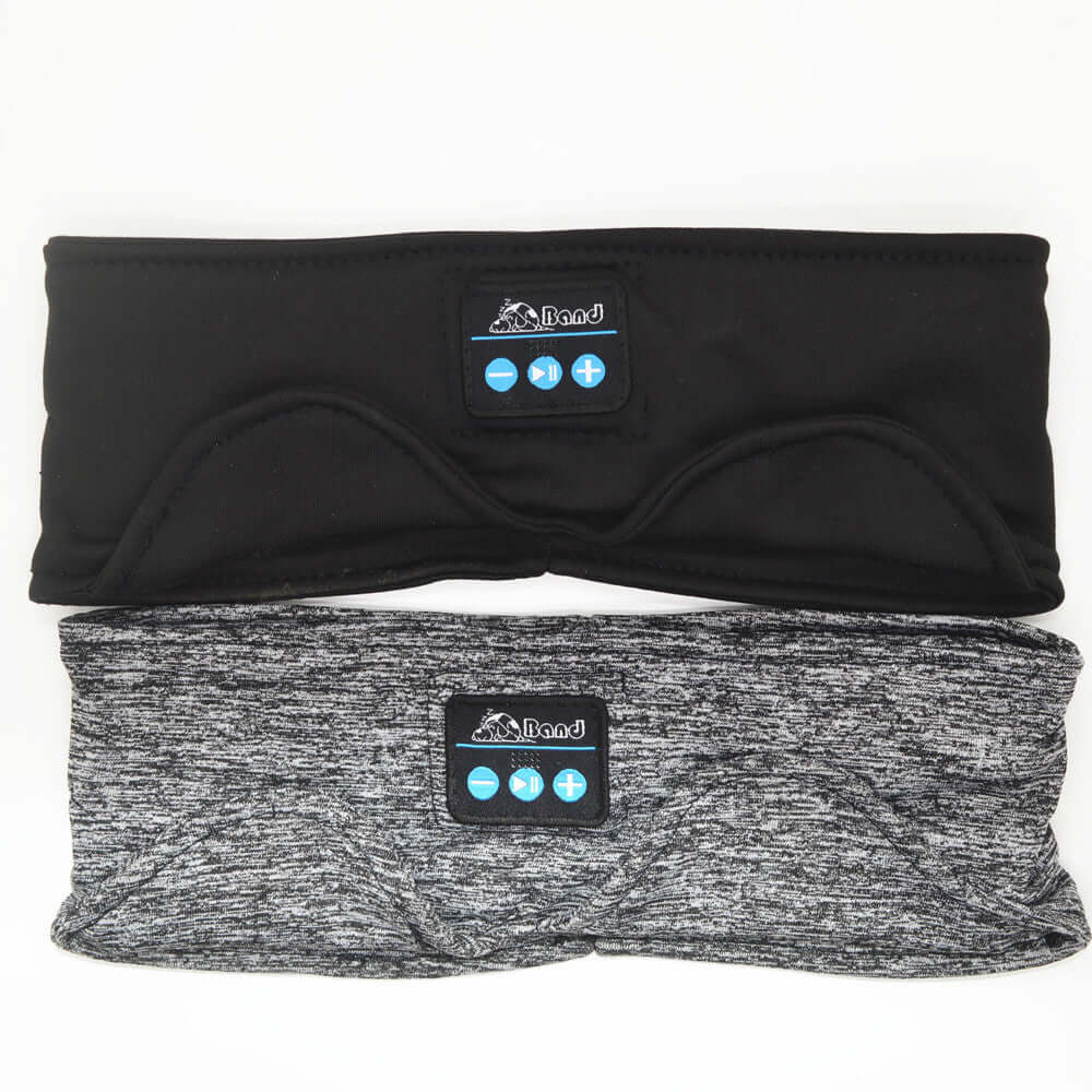 Headscarf Eye Mask Dual-use Music Headset Bluetooth Hair Band Sleeping in black and gray fabric options.