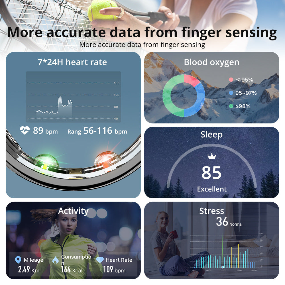 Smart Health Tracking Ring with Charging Case