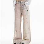 Retro Chain Print Wide Leg Jeans