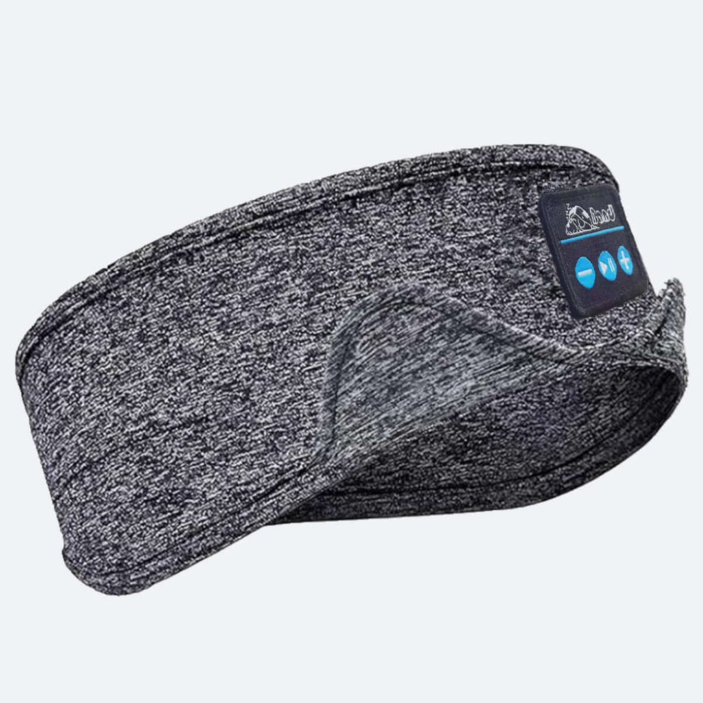 Headscarf Eye Mask Dual-use Music Headset Bluetooth Hair Band Sleeping in gray fabric design.