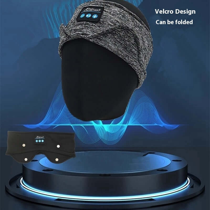 Headscarf Eye Mask Dual-use Music Headset Bluetooth Hair Band Sleeping with Velcro design and foldable feature.