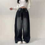 Washed High-Waist Wide-Leg Jeans