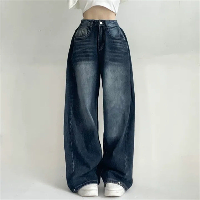 Washed High-Waist Wide-Leg Jeans