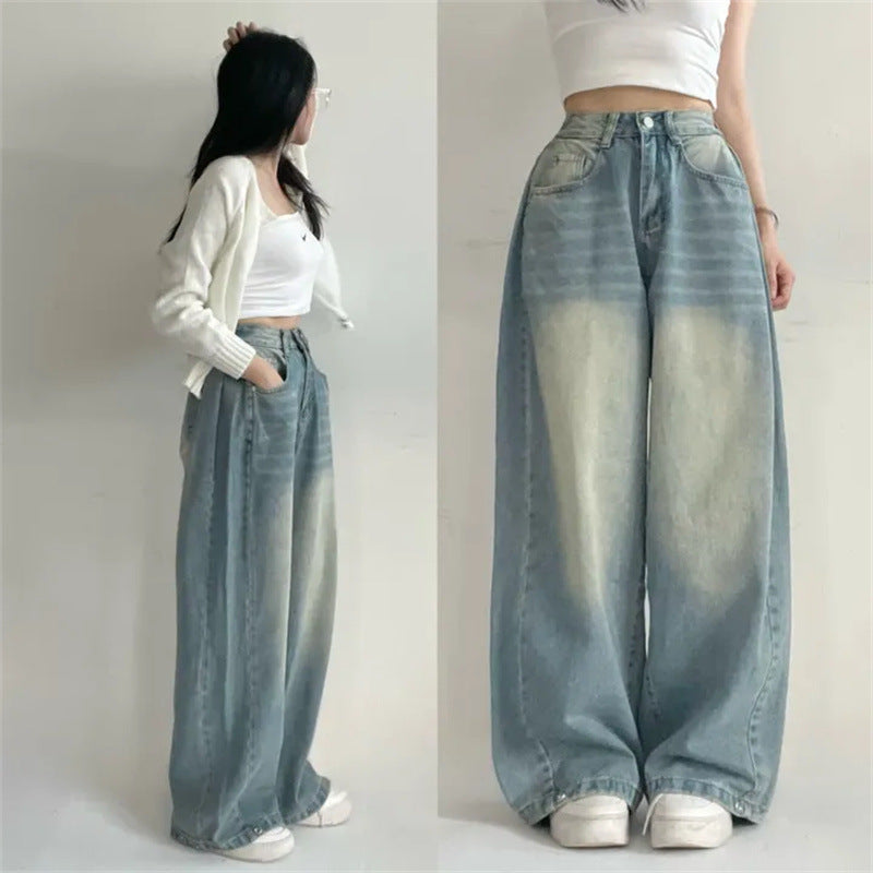 Washed High-Waist Wide-Leg Jeans