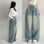 Washed High-Waist Wide-Leg Jeans
