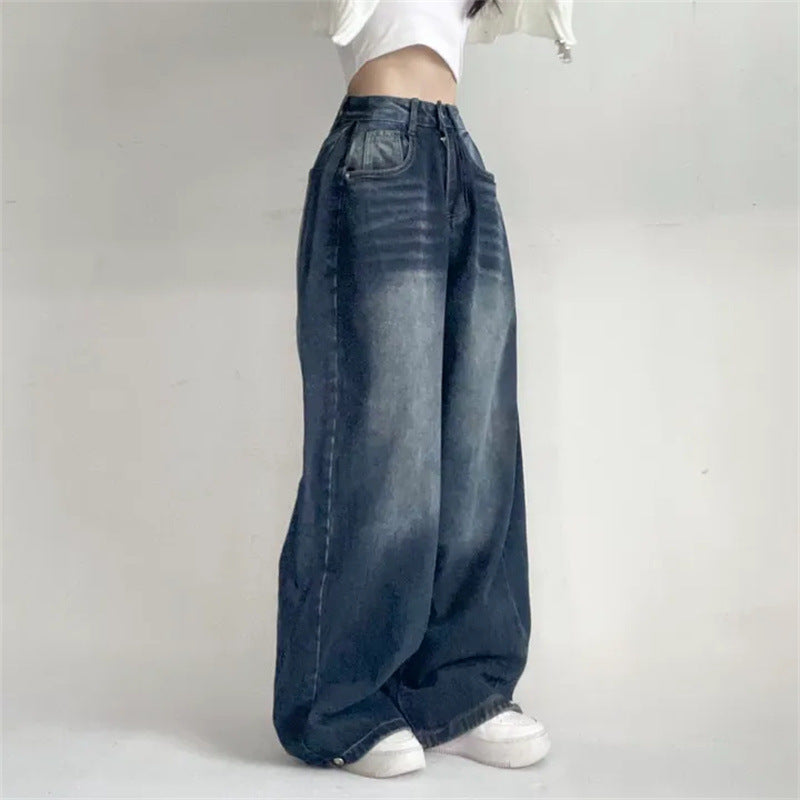 Washed High-Waist Wide-Leg Jeans