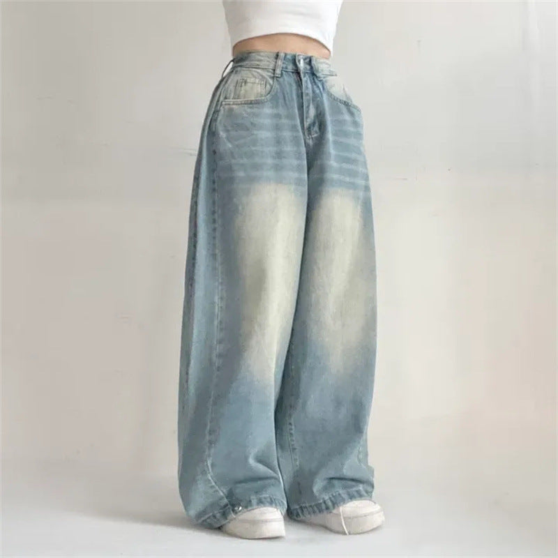 Washed High-Waist Wide-Leg Jeans