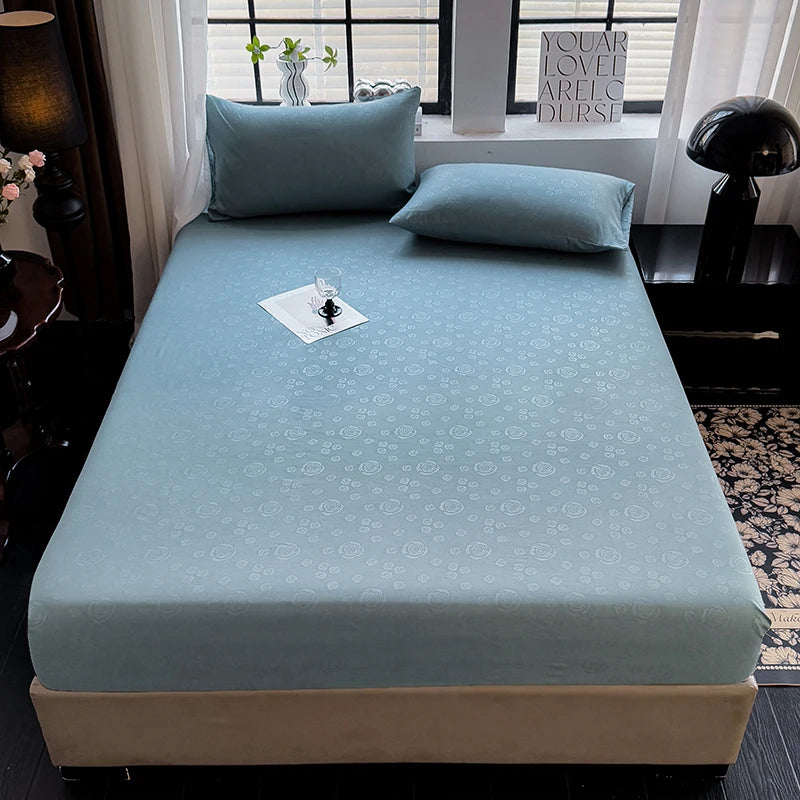 Bed Sheets Set with Pillowcase Single/Queen/King Fitted Bed Sheets with Elastic Band Solid Color Bed Sheets for Double Beds