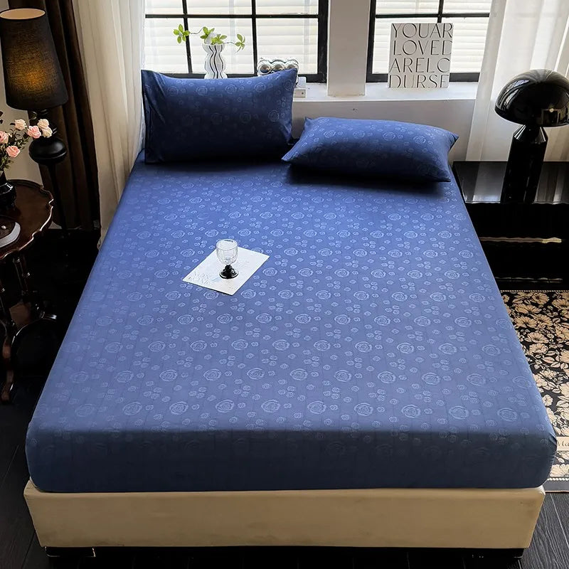 Bed Sheets Set with Pillowcase Single/Queen/King Fitted Bed Sheets with Elastic Band Solid Color Bed Sheets for Double Beds