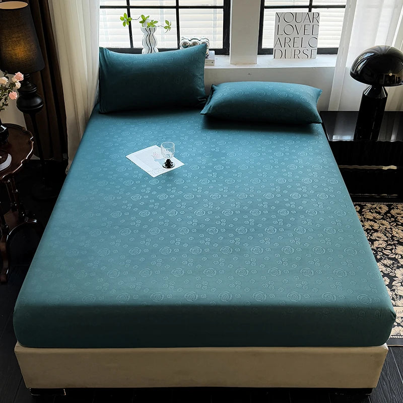 Bed Sheets Set with Pillowcase Single/Queen/King Fitted Bed Sheets with Elastic Band Solid Color Bed Sheets for Double Beds