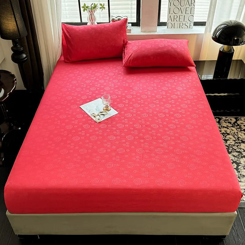 Bed Sheets Set with Pillowcase Single/Queen/King Fitted Bed Sheets with Elastic Band Solid Color Bed Sheets for Double Beds