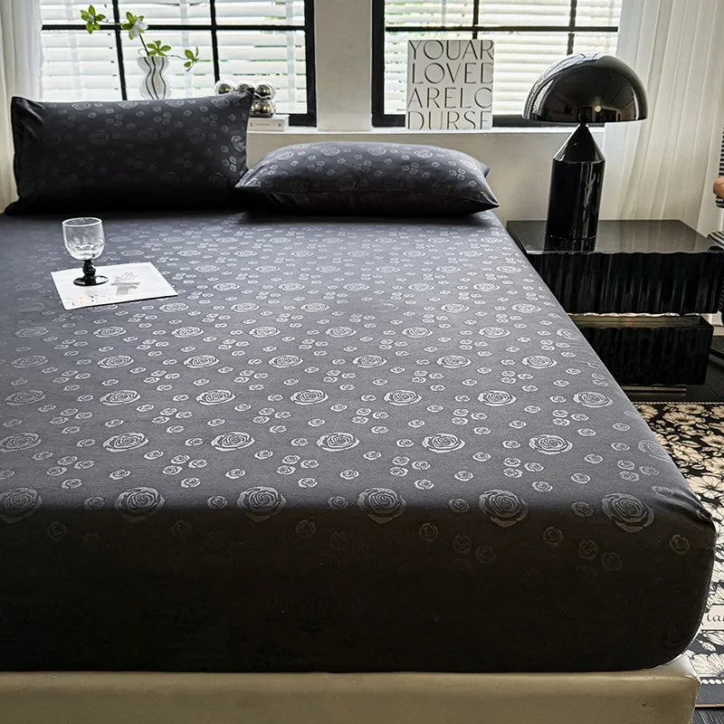 Bed Sheets Set with Pillowcase Single/Queen/King Fitted Bed Sheets with Elastic Band Solid Color Bed Sheets for Double Beds