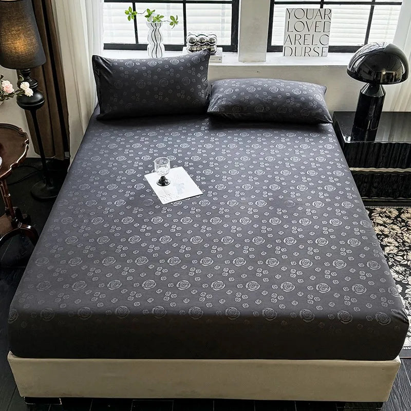 Bed Sheets Set with Pillowcase Single/Queen/King Fitted Bed Sheets with Elastic Band Solid Color Bed Sheets for Double Beds