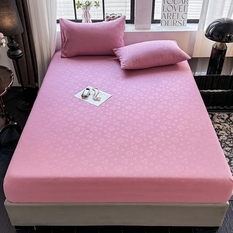 Bed Sheets Set with Pillowcase Single/Queen/King Fitted Bed Sheets with Elastic Band Solid Color Bed Sheets for Double Beds