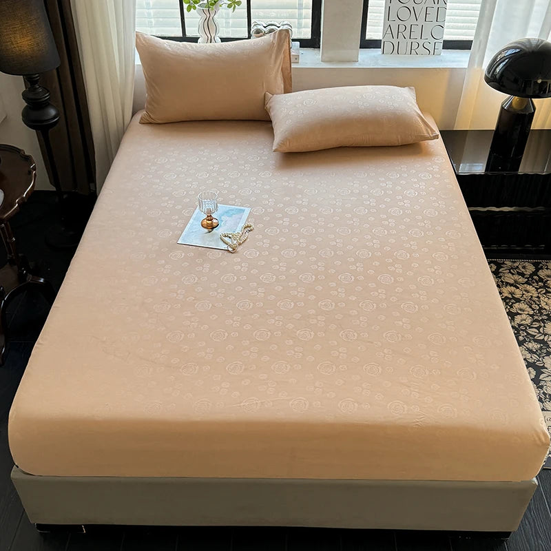 Bed Sheets Set with Pillowcase Single/Queen/King Fitted Bed Sheets with Elastic Band Solid Color Bed Sheets for Double Beds