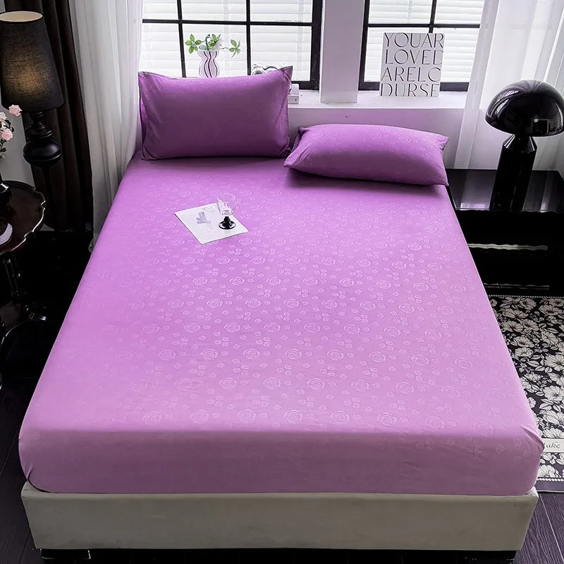 Bed Sheets Set with Pillowcase Single/Queen/King Fitted Bed Sheets with Elastic Band Solid Color Bed Sheets for Double Beds