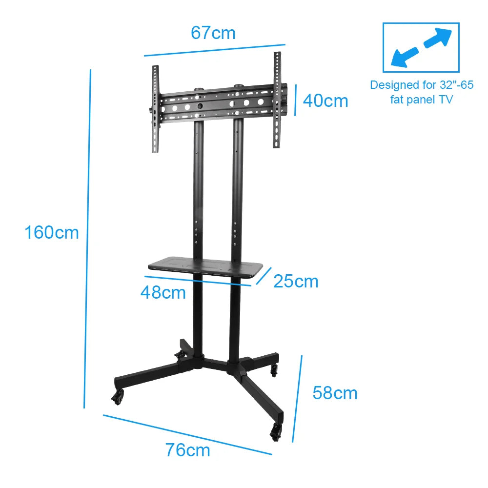 TV Stand Height Adjustable TV Stand TV Bracket Twith Wheels for 32-65 Inch LCD TV Rolling TV Stand for Bedroom TV Mount