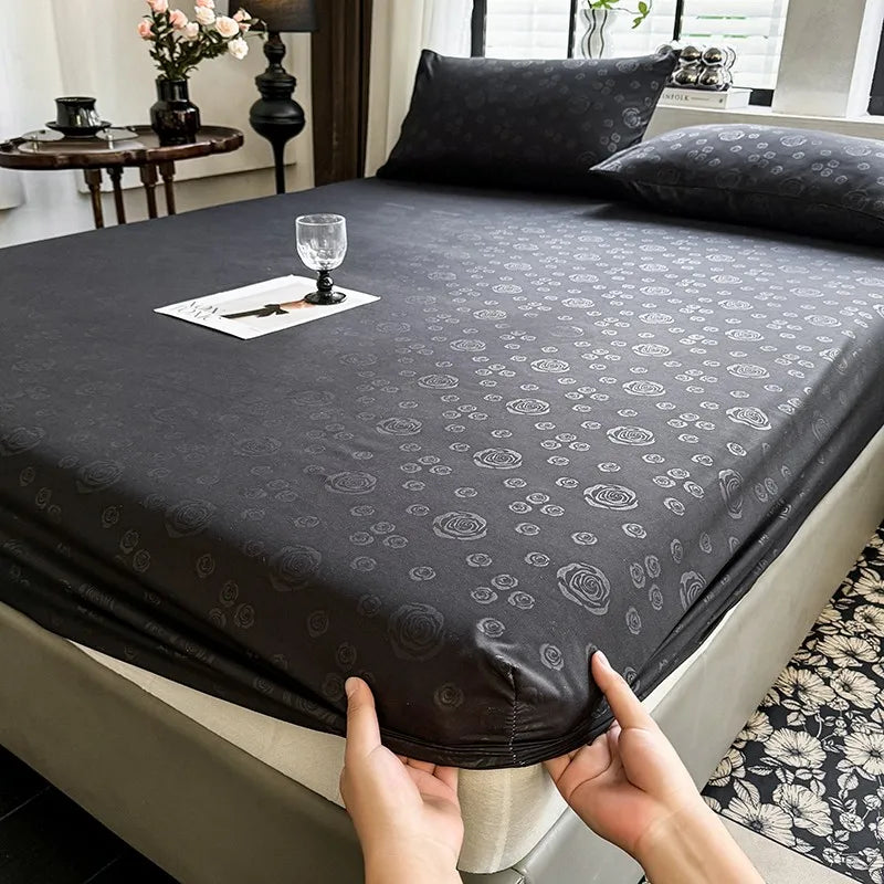 Bed Sheets Set with Pillowcase Single/Queen/King Fitted Bed Sheets with Elastic Band Solid Color Bed Sheets for Double Beds