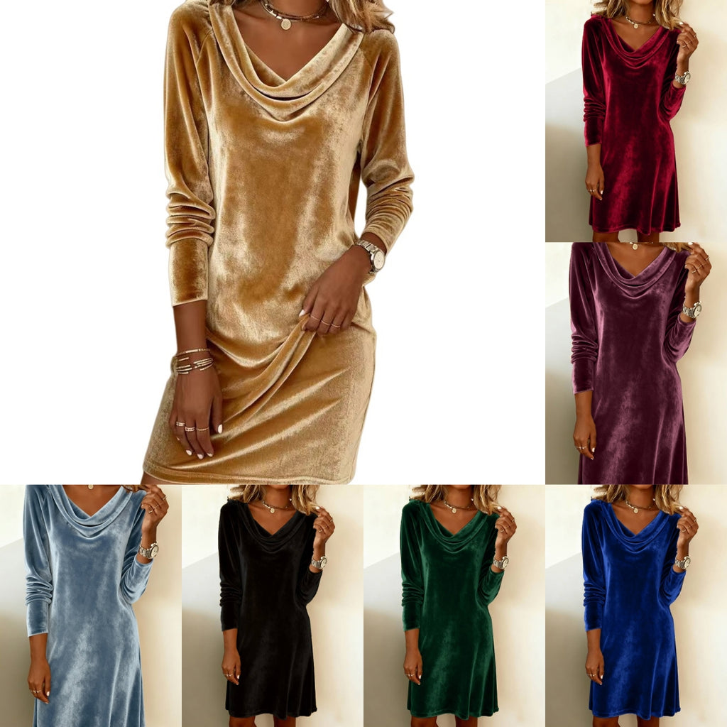Elegant Velvet Midi Dress for Women