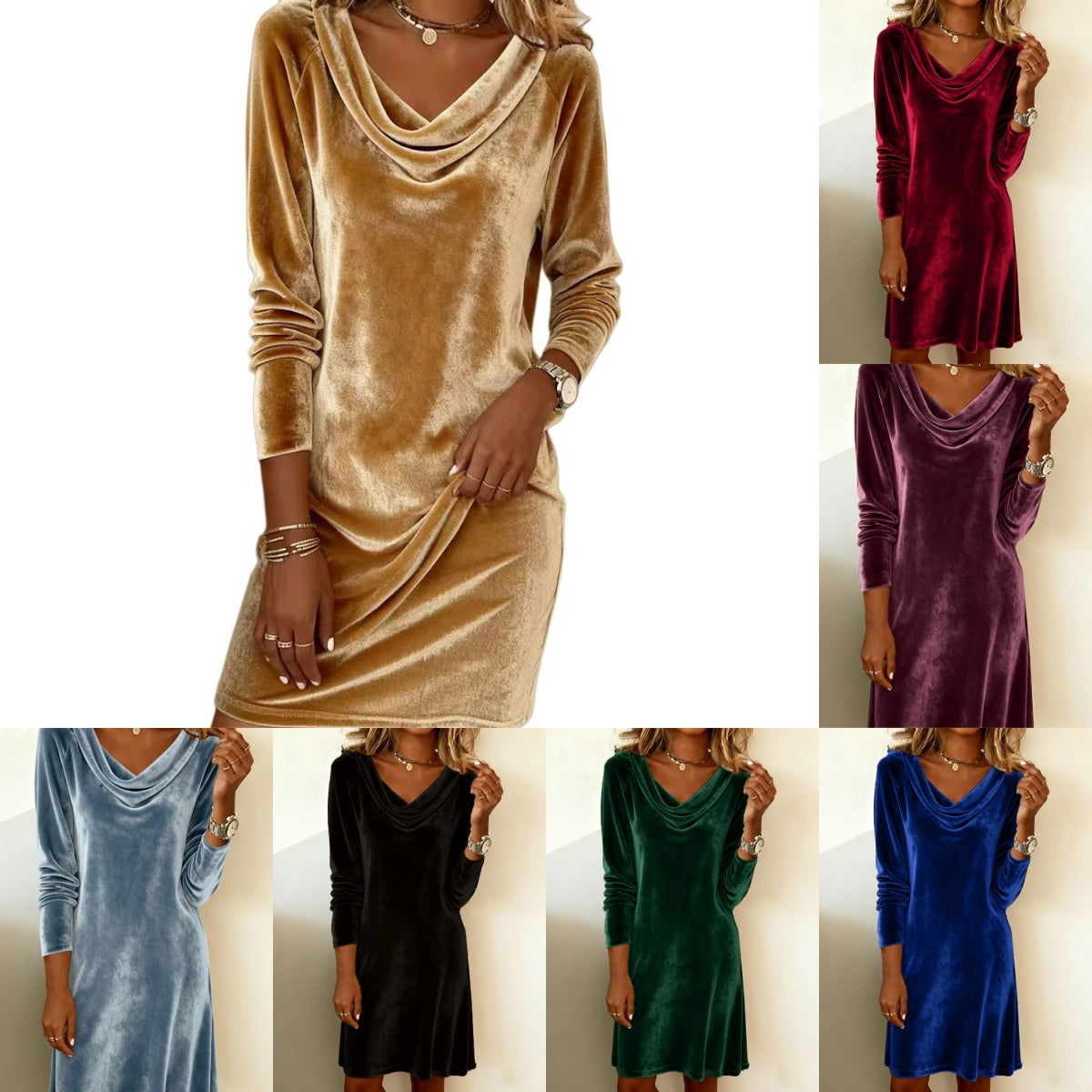 Elegant Velvet Midi Dress for Women
