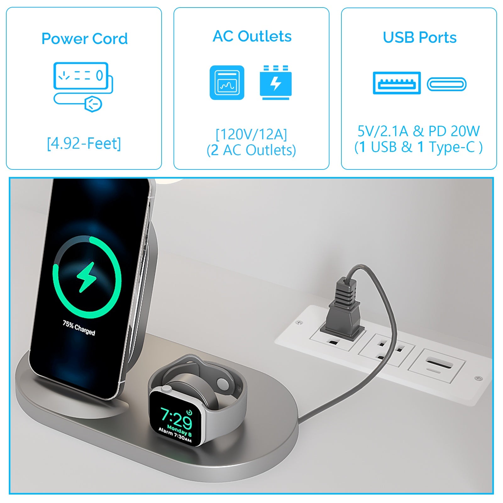 White Vanity Desk with Mirror & Lights