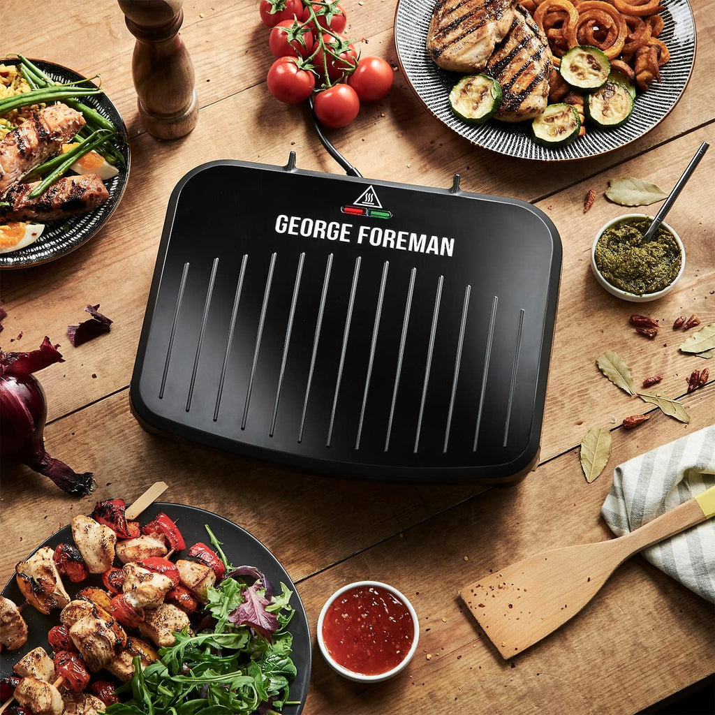 Medium Electric Fit Grill [Non Stick, Healthy, Griddle, Toastie, Hot Plate, Panini, BBQ, Energy Saving, Vertical Storage, Easy Clean, Drip Tray, Ready to Cook Light] Black, 1630W 25810