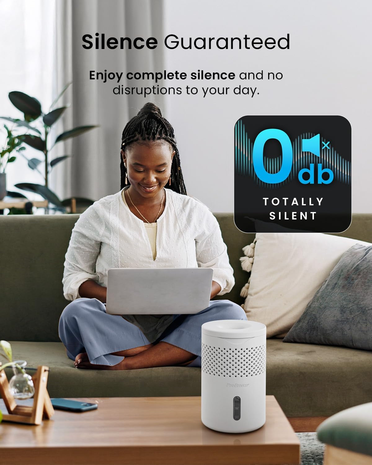 Osmo® Dehumidifier - Silent & Refillable Moisture Absorber for Damp & Condensation at Home, Bedroom, Wardrobe, Car - Bathroom Mould Remover with 700G Refillable Tablet - No Power Required