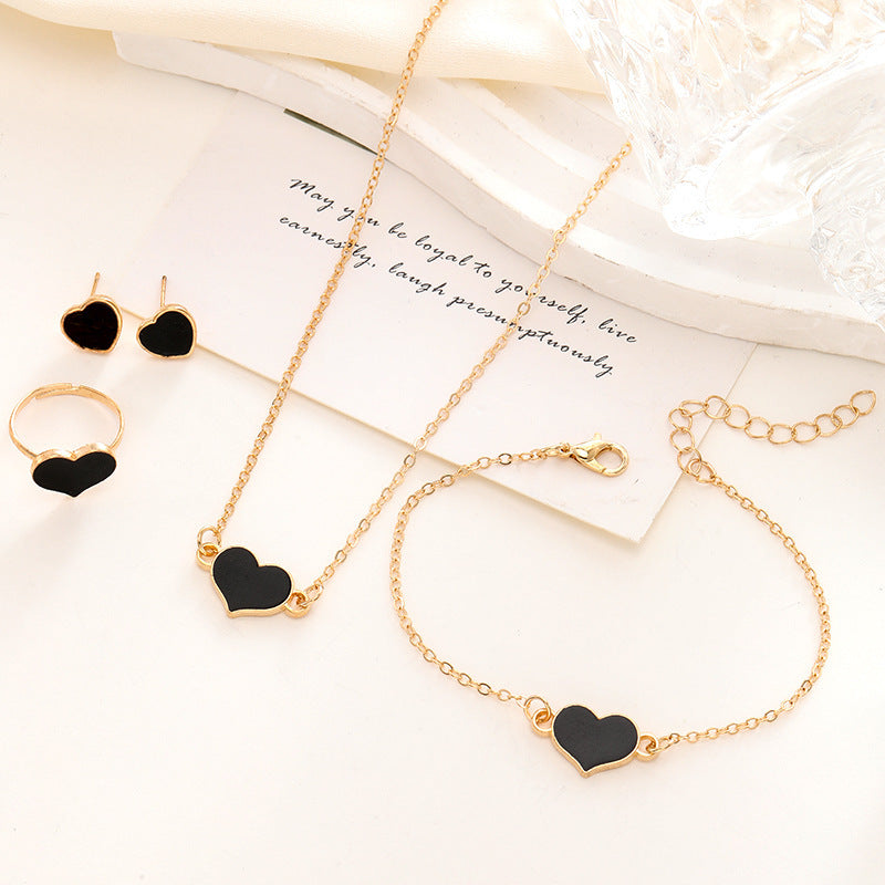 Simple Love Heart Jewelry Set for Women