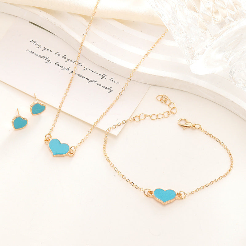 Simple Love Heart Jewelry Set for Women