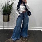 Low-Waist Wide Leg Bell-Bottom Jeans